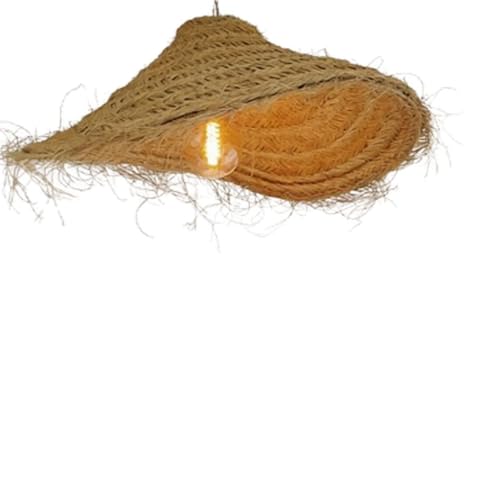Suspension paille tressée, Suspension luminaire forme parasol (Taille 60 x 30 cm)