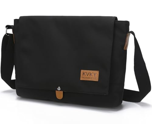 [zhongningyifeng] ショルダーバッグ メンズ A4 ナイロン 肩掛けカバン 軽量 大容量 斜めがけ 撥水 シンプル カジュアル 人気 (black)