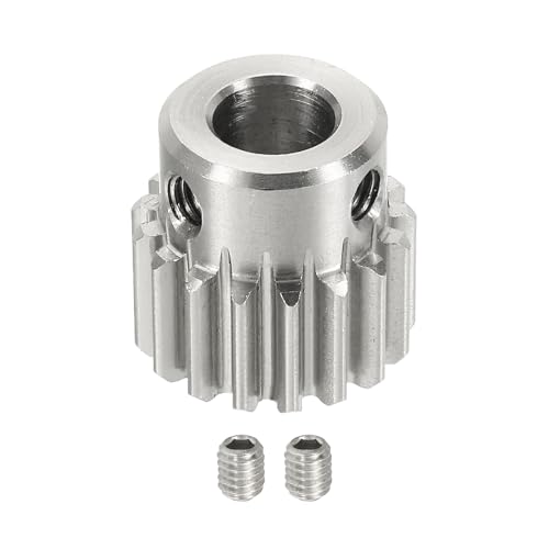 uxcell 1 Mod 17T Spur Gear 8mm Bore, 304 Stainless Steel Pinion Gear, 20°Pressure Angle, for Spur Rack and RC Model Car or Motor DIY(15mm)