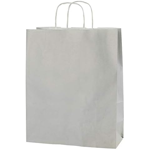 Thepaperbagstore 20 LIGHT GREY TWIST HANDLE PAPER CARRIER BAGS - LARGE 320x120x410mm Cover