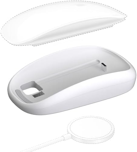 Cevorenx Magic Mouses Charger Base Wireless Charging Dock for Apple Magic Mouse 2 (USB-C), Ergonomic Wand Apple Mouse Grip with MagSafe Charging Support (White),Charger and Mouse not Included