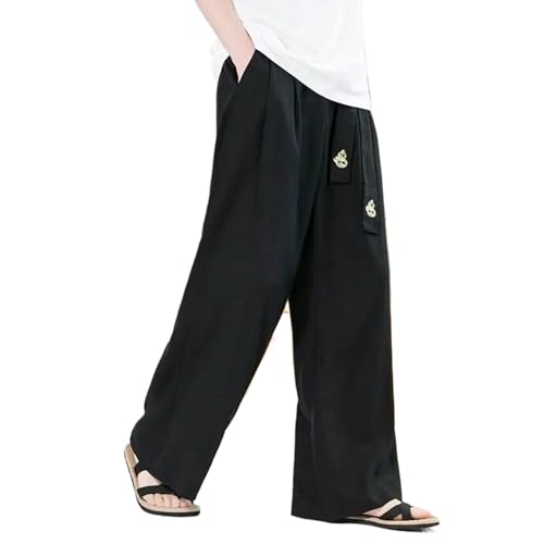Chinese Style Linen Casual Pants Men Straight-Leg Trousers