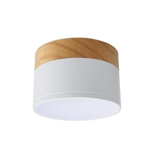 Foco empotrable LED Moderno de Madera Maciza - Focos Redondos de 3 W/5 W para iluminación de hogar, balcón y baño - Diseño Elegante de aleación de Aluminio y Madera de Caucho Natural (luz cálida de