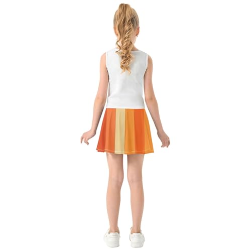 Girls Skorts Athletic Shorts Vertical Stripes Warm Orange Toddler Tennis Skirts Neon Butterfly Skirt 3t4