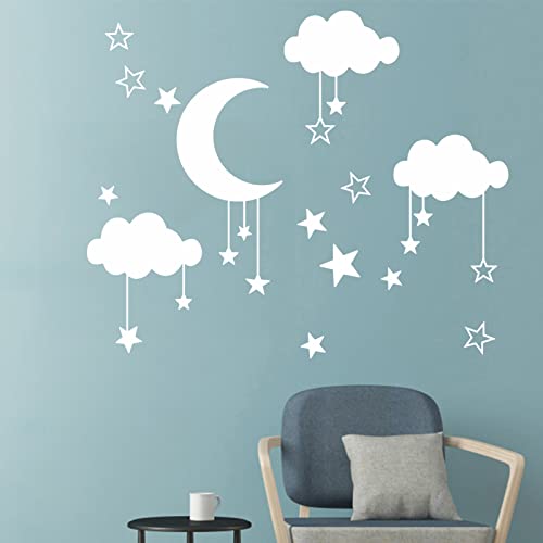 Vinilo decorativo nube y estrellas desmontable para pared miniatura 3