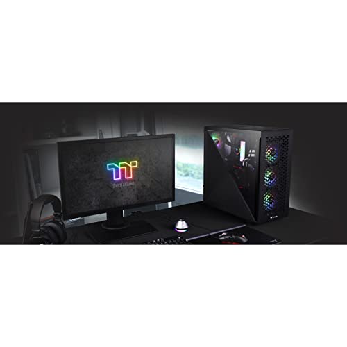 Image of Thermaltake Divider 300 TG Air ATX mid Tower Black Edition Computer Case with 2 pre-Installed 120mm Standard Fans Full-Size mesh Panel 3mm Triangular Tempered Glass Left Side Window CA-1S2-00M1WN-02