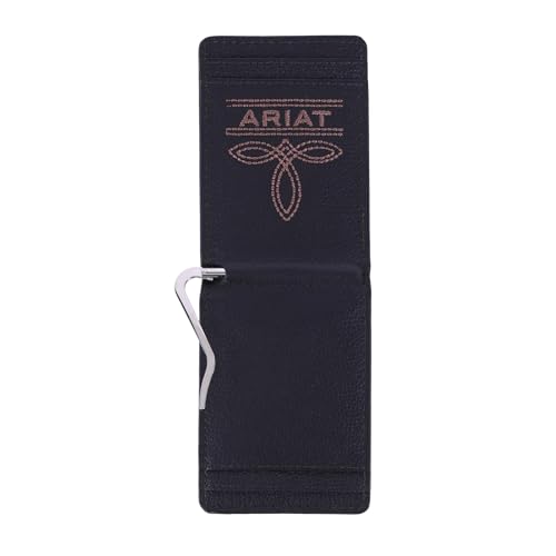 ARIAT Men's Large Logo Bull Hide Leather Bifold Money Clip Wallet4