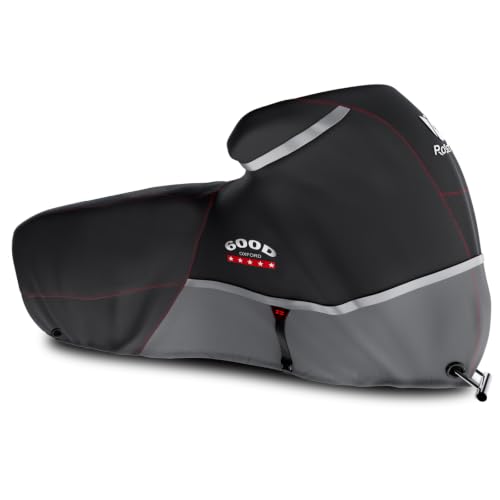 Image of Motorcycle Cover 600D Heavy Duty, 86 inch XL, Gray | All Season, Waterproof, Sun Outdoor Protection, Night Reflective