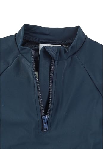 Sterntaler Badeshirt langarm uni – UV-Schutz 50+ Schwimmshirt – Unisex Beachwear schnelltrocknend – Kinder Rashguard mit Reißverschluss & Kinnschutz – marine, Größe 116