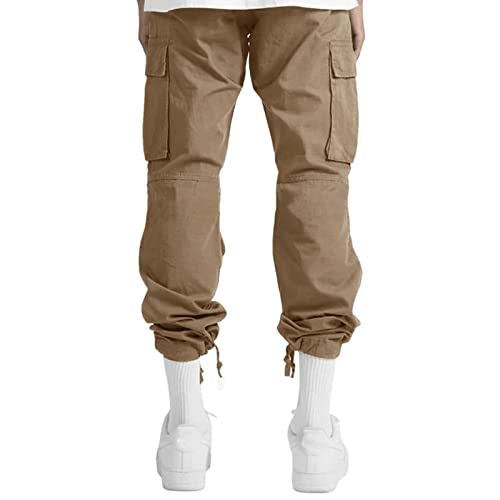 Cargo Pants For Men Casual Joggers Athletic Pants Loose Fit Hiking Trousers Outdoor Wearing Pants With Pockets Khaki #TOP4