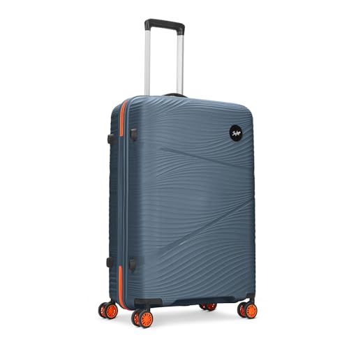 Image of Skybags Swirl Check-in Trolley Bag 75cm | Large Hard Luggage | 8 Wheels Suitcase for Travel | 3-Digit Combination Lock with Anti-Theft Zipper | Polypropylene | 3 Years Warranty - Unisex (Blue)