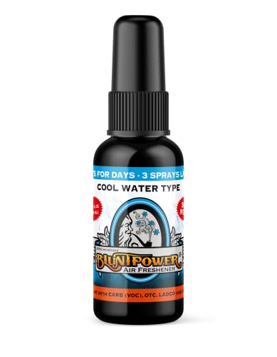 BluntPower (Cool Water 1 Pack) Concentrated Air Freshener for Room and Car Spray - Oil-Based Diffuser Spray Bottle - Long-Lasting Bathroom Spray Car Freshener & Odor Eliminator Spray