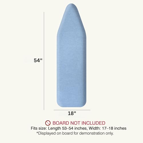 Image of Ironing Board Cover and Pad 18 inchx54 inch Extra Thick Natural Cotton, Scorch and Stain Resistant Iron Board Cover, Extra Large Iron Board Cover with Fasteners Heavy Duty Heatproof Elastic Edge Blue