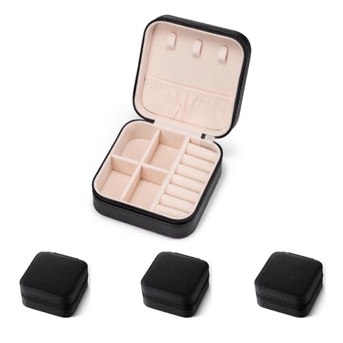 3-Pack PU Leather Travel Jewelry Organizer Cases