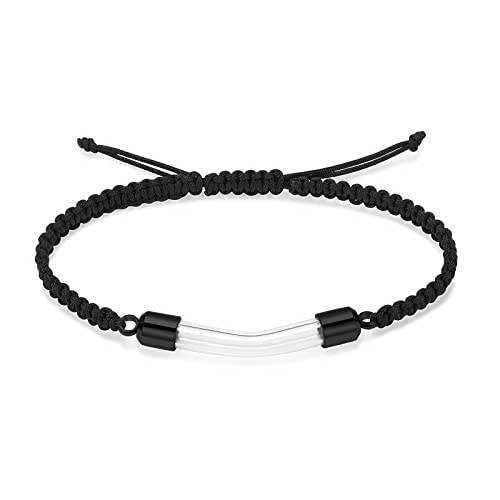 constantlife Stainless Steel Cremation Bracelet for Ashes - Transparent Glass Tube Urn Bangle Memorial Jewelry for Men Women