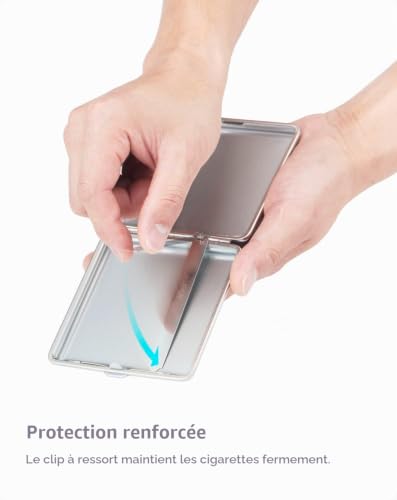 VVAY Etui à cigarettes en cuir et métal, Boîte à cigarette Noir pour 20 cigarettes, un cadeau Porte-cigarettes pour hommes et femmes – vue 5