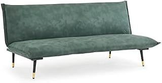 Home Detail 3 Seater Sofa Bed Fabric Padded Gold Tipped Black Leg Clic-Clac