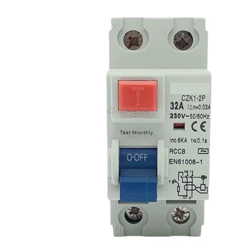 1PCS ELCB7-2P 230VAC 2P25A 40A 63A 30mA Residual Current Circuit Breaker Operating Protection Device Power Tool(A Class EM Type,2P16A100MA)