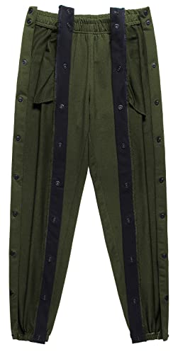 Chrisuno Breakaway Pants For Men Mens Side Snap Down Leg Men's Sweatpants Tear Away Basketball Athletic Workout Running Casual Loose Jogger With Pockets Army Green L #TOP2
