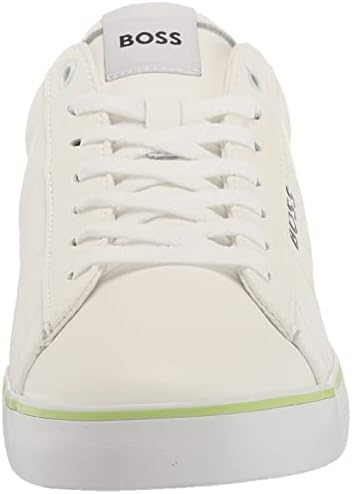 BOSS Men's Side Logo Low Profile Leather Sneaker, Trainer White, 13 | Image 1