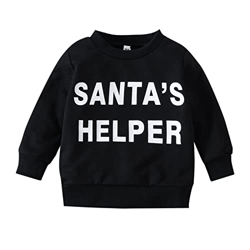 Xmas Infant Newborn Baby Boys Girls Letters Print Sweatshirt Tops Blouse Pullover Christmas Cloths Outfit Youth Clothes