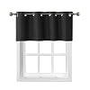 Home Queen Grommet Blackout Curtain Valance Window Topper for Living Room Short Cafe Valence 54 W X 18 L Inch Black
