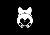 Corgi Butt Vinyl Decal | White | Made in USA by Foxtail Decals | for Car Windows, Tablets, Laptops, Water Bottles, etc. | 3.4 x 4.5 inch