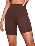 CRZ YOGA ButterLuxe Biker Shorts 6' - High Waisted Workout Running Volleyball Spandex Yoga Womens Coffee Brown Small