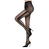 C4N Patterned Tights for Women-High Waisted Sheer Control Top Pantyhose Silk Stockings, Lace