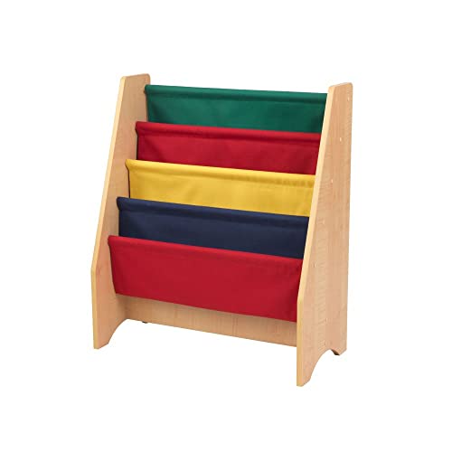 KidKraft 14226 Porte livres en bois et tissu, chambre enfant, meuble de rangement - couleurs primaires et coloris naturel