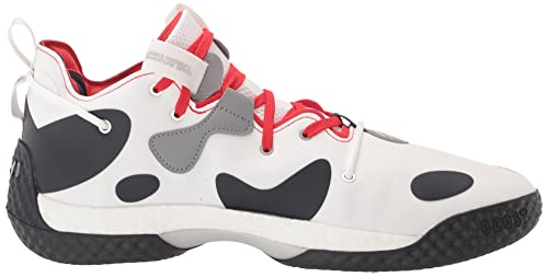 adidas Tênis de basquete unissex adulto Harden Vol. 6, Branco/vermelho vívido/tinta, 10 Women/9 Men