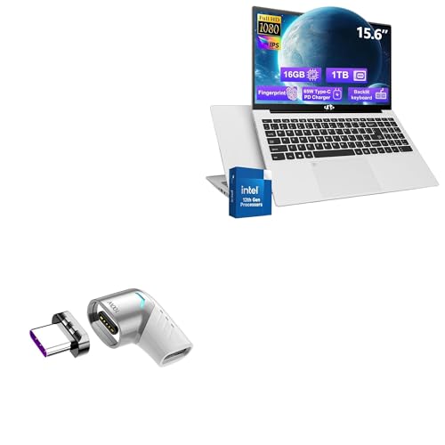 BoxWave Adapter Compatible with NoteCraft 15.6 - MagnetoSnap PD Angle Adapter, Magnetic Charging Connector Device Saver - Metallic Silver