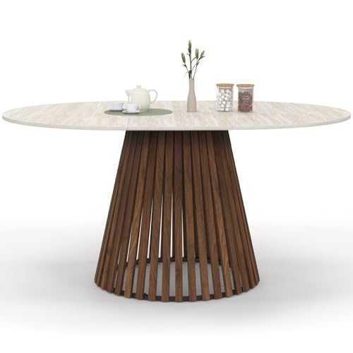 IDMarket - Tavolo da pranzo allungabile rotondo Carmen 4-8 Persone