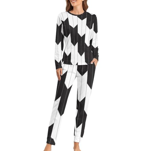 Ensemble pyjama femme pour vos soirées cocooning avec t-shirt manches longues noir et blanc