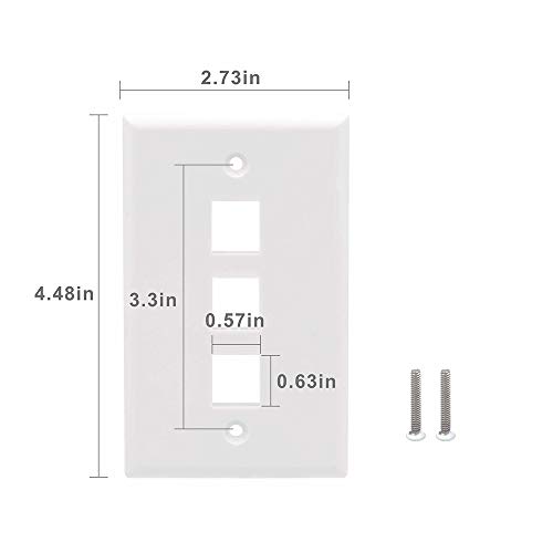 Vce 3 Port Keystone Wall Plate Ul Listed (10-Pack), Single Gang Wall Plates For Rj45 Keystone Jack And Modular Inserts, White #TOP2