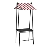 Carritos de Comida portátiles con toldo - Expositor metálico extraíble, Carrito de 99 cm para Puestos de Mercado y Comida callejera - Quiosco Negro