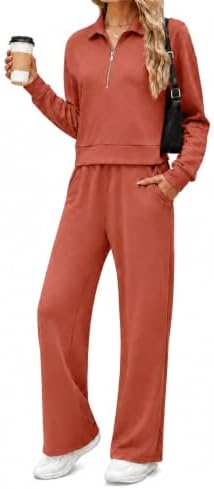 GQN Women's Sweatsuits 2 Piece Outfits Half Zip Pullover Long Sleeve Collared Sw