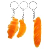 LOGOFUN 12pcs Fake Bread Keychain Artificial Croissant Keyring Imitation Food Key Chain Realistic Conch Bread Key Ring Pendants