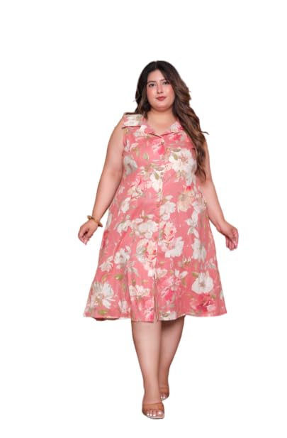 MYSDIVA Women Plus Size Floral Print Viscose Rayon A-Line Midi Dress, Sleeveless, Collar Style with Double Side Pockets, 4... - Review, Price and Buying Guide