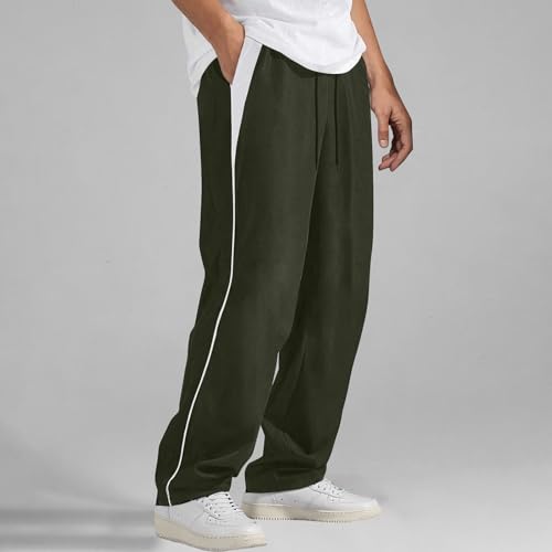Color Block Sweatpants for Men Stretch Waist Straight Leg Lightweight Drawstring Pants Casual Loose Comfy Trousers2