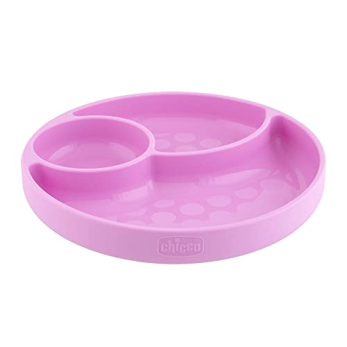 Image of Chicco Easy Menu Silicone Divided Plate Pink