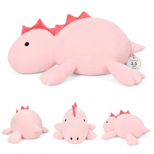 PopMeme 3.5 lb Weighted Stuffed Animal, 24-Inch Pink Dinosaur Plush by PopMeme - Used condition - US$28.96
