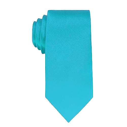 Image of Luckyvestir Mens Tie Solid Satin Neck Ties 3.15'' Formal Necktie for Wedding Business Christmas Father's Valentine's Day Gift
