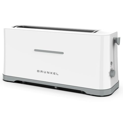 Grunkel - Tostadora TS-40EASYTOAST - extra ancha 3,9cm Cuenta con 7 niveles de tostado, bandeja recogemigas y recogecable - 980W - Blanco