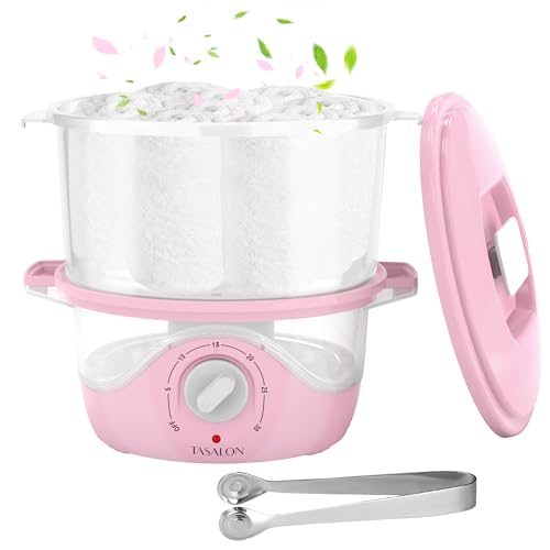 Image of TASALON Pink Hot Towel Steamer for Facials, 5-Min Quick Heating Towel Warmer Machine, Portable Spa Salon Equipment with Aromatherapy for Massage