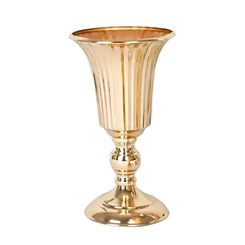Vase trompette doré stable pour fleurs de centre de table de fête - 2