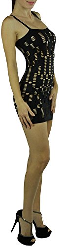 Image of ToBeInStyle Women's Stretch See Through Fishnet Novelty Mini Rave Party Dress