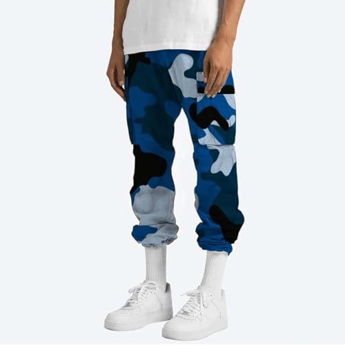 Open Bottom Sweatpants for Men Cargo Pants Drawstring Stretch Elastic Waist Tapered Pants with3