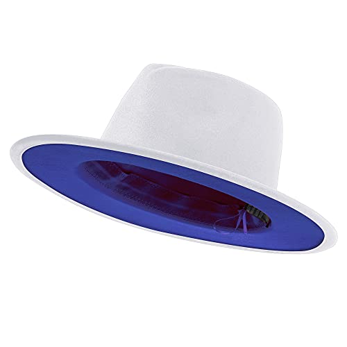 Image of jingsha Fedora Hats for Men & Women Wide Brim Fedora Felt Panama Hat Men's Dress Hats with Belt Buckle
