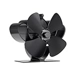 COMBIUBIU 4 Blade Mini Woodburner Stove Fan Heat Powered Log Burner Fan for Wood Burning Stove/Silent Operation Heat Distribution for Wood/Log Burner/Fireplace